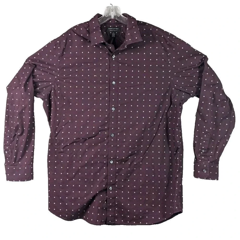 Banana Republic Classic Fit Non Iron Shirt Mens XL Polka Dot Button Down Preppy